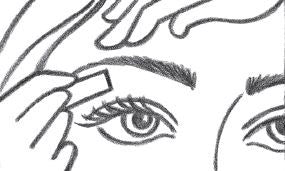 Drawing of woman applying Parissa Brow Strip