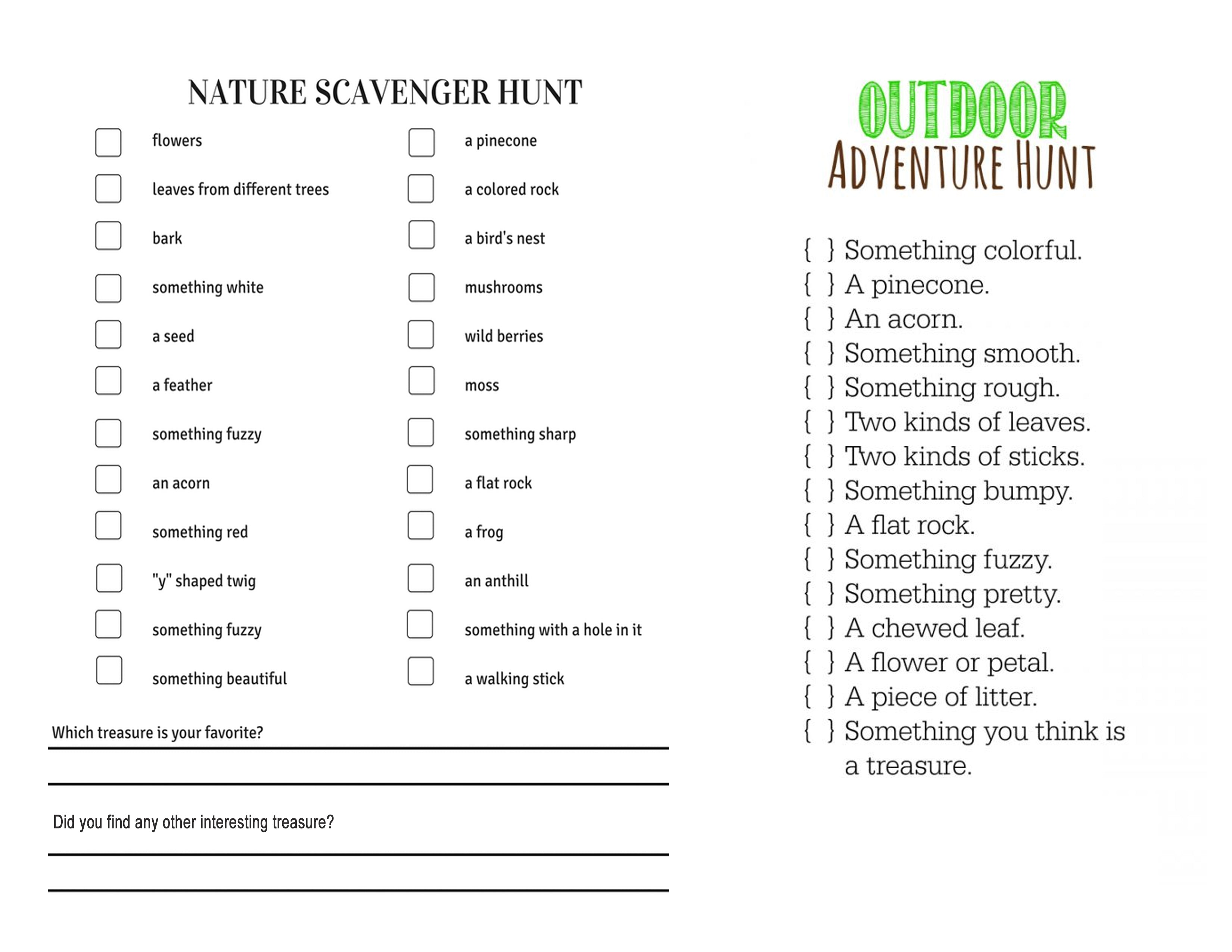 home school activities backyard scavenger hunt free printable worksheet