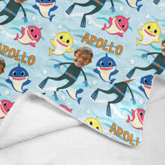 Personalized Kids Baby Shark blanket