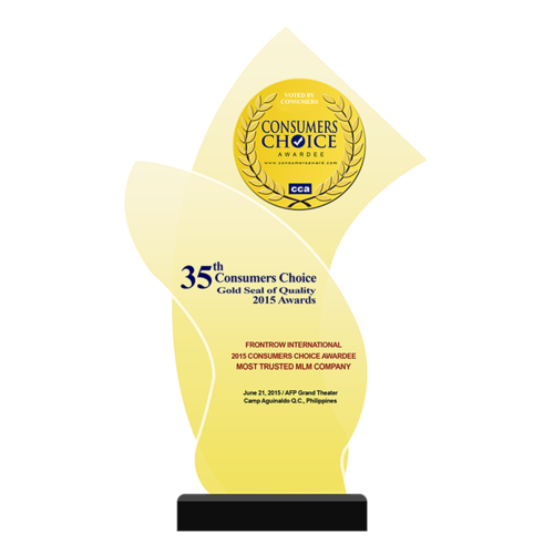 FRONTROW INTERNATIONAL 2015 Consumers Choice Awardee Most Trusted MLM Company