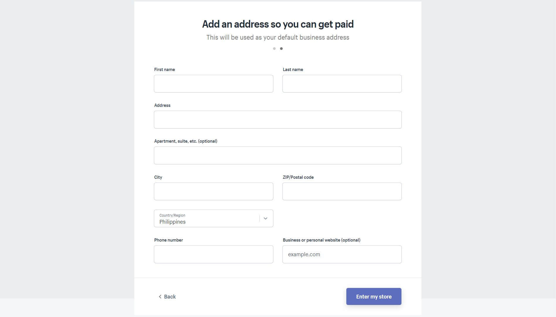 Shopify Add Address to Get Paid