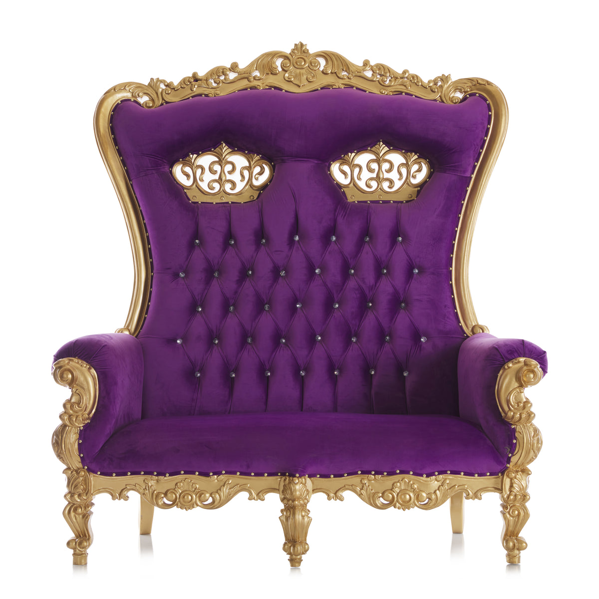 "Crown Tiffany" Love Seat Throne Chair - Purple / Gold – THRONE KINGDOM