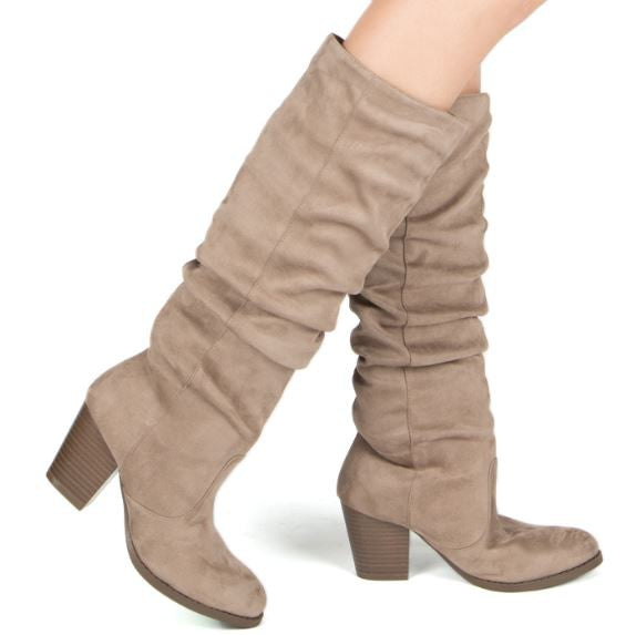 taupe suede slouch boots