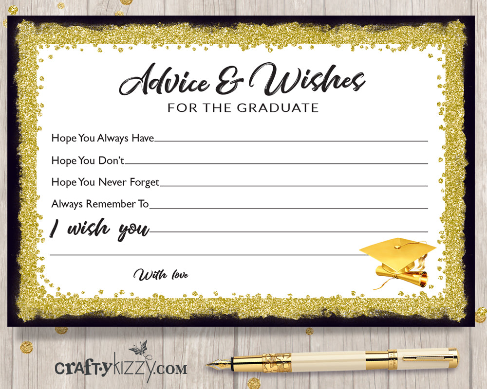 Black And Gold Graduation Advice Cards For The Graduate High School 