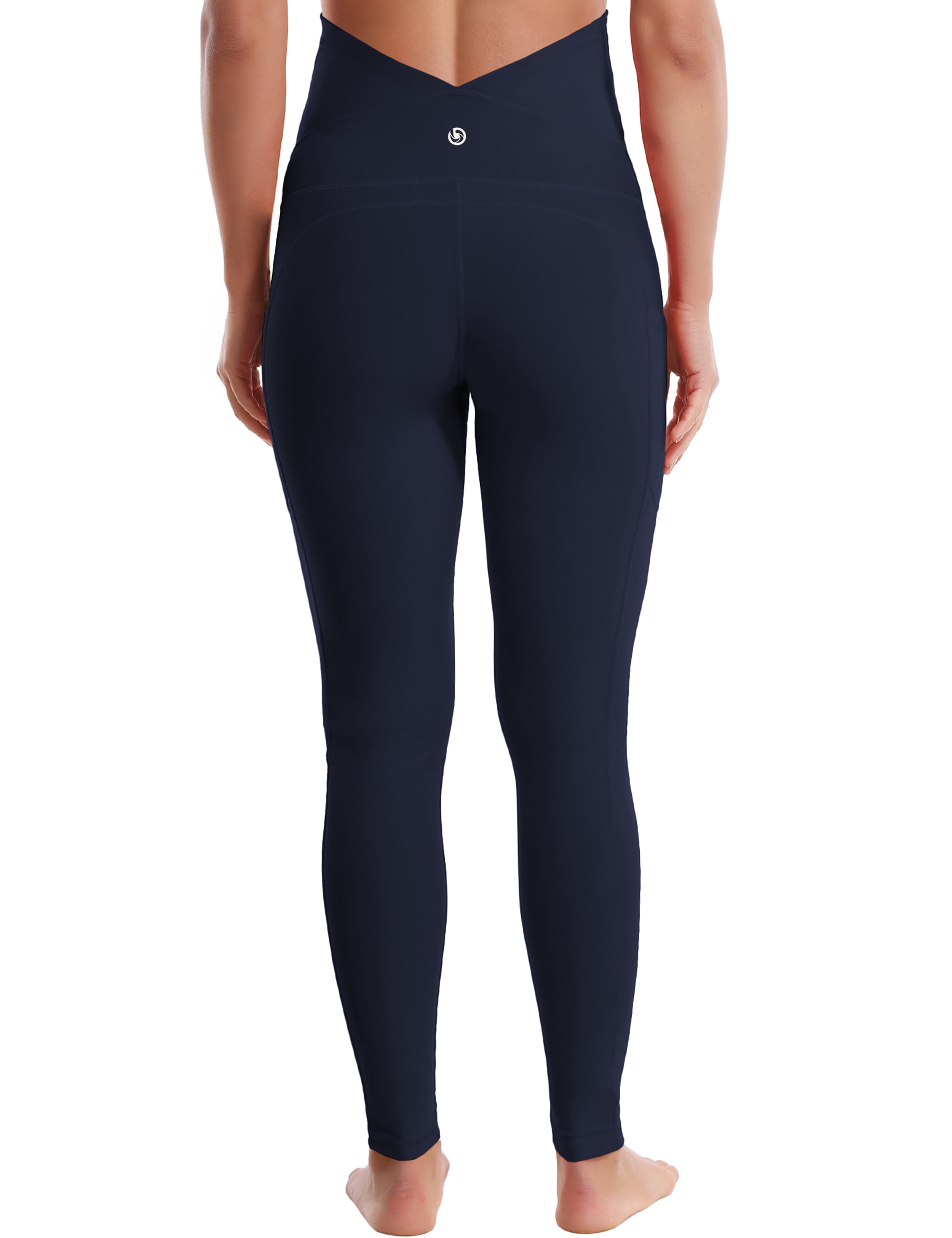 26" Side Pockets Maternity Yoga Pants darknavy 87%Nylon/13%Spandex Softest-ever fabric High elasticity 4-way stretch Fabric doesn't attract lint easily No see-through Moisture-wicking Machine wash