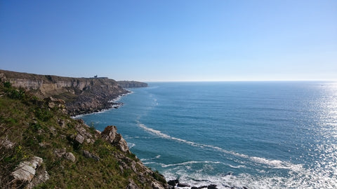 Pongoose Blog - view of the crags from Blacknor North, Portland