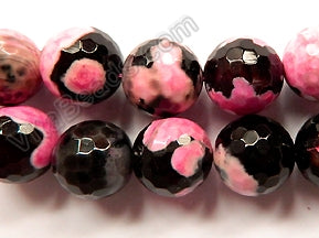 Black Pink Fire Agate - Faceted Round 