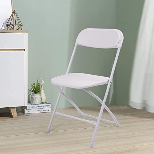 8 PACK Commercial Wedding Quality Stackable Plastic Folding Chairs White 