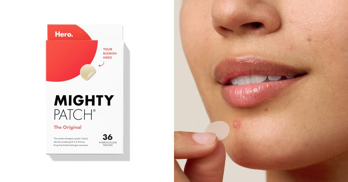 Mighty Patch™ Face patch from Hero Cosmetics - XL Hydrocolloid Face Mask  for Acne, 5 Large Pimple Patches for Zit Breakouts on Nose, Chin, Forehead  