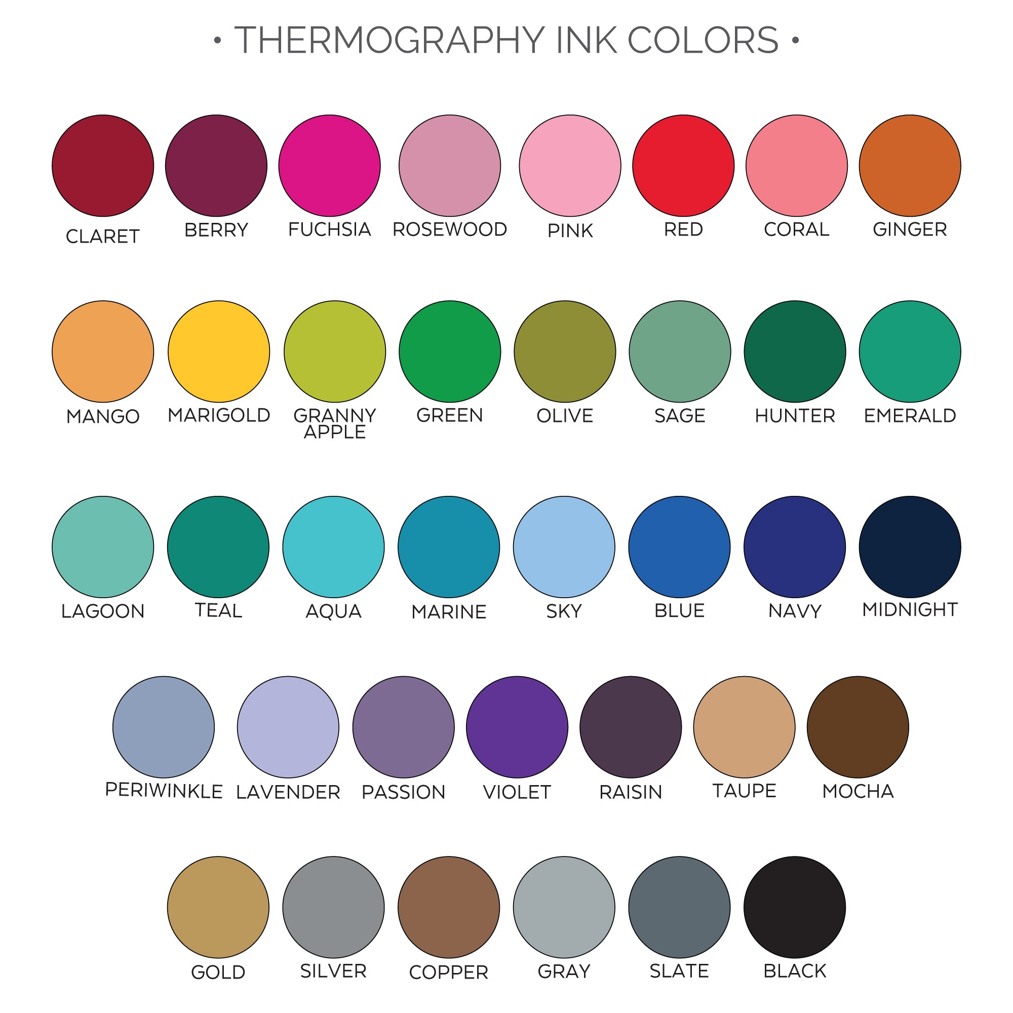 thermography ink colors