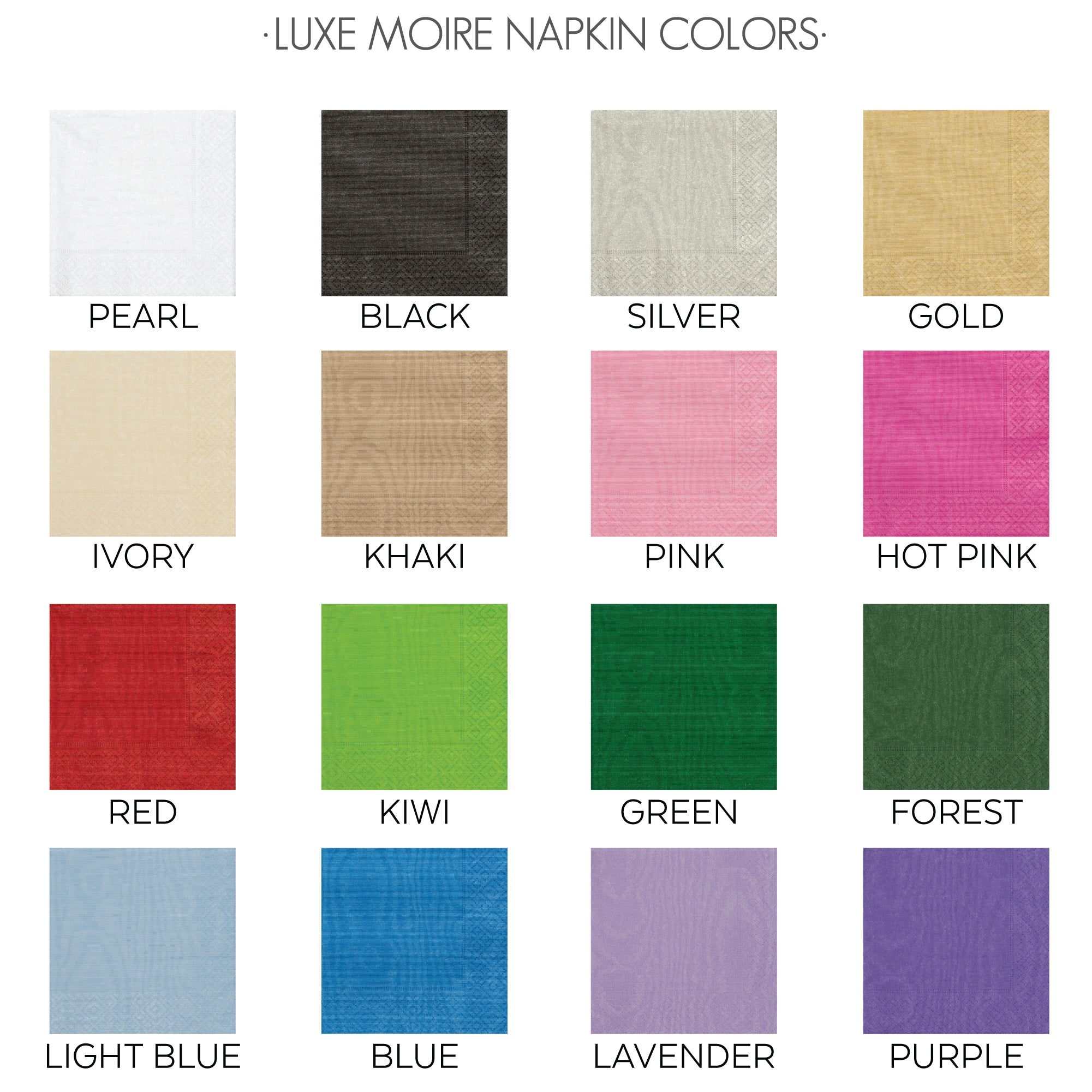Luxe Moire Napkin Colors