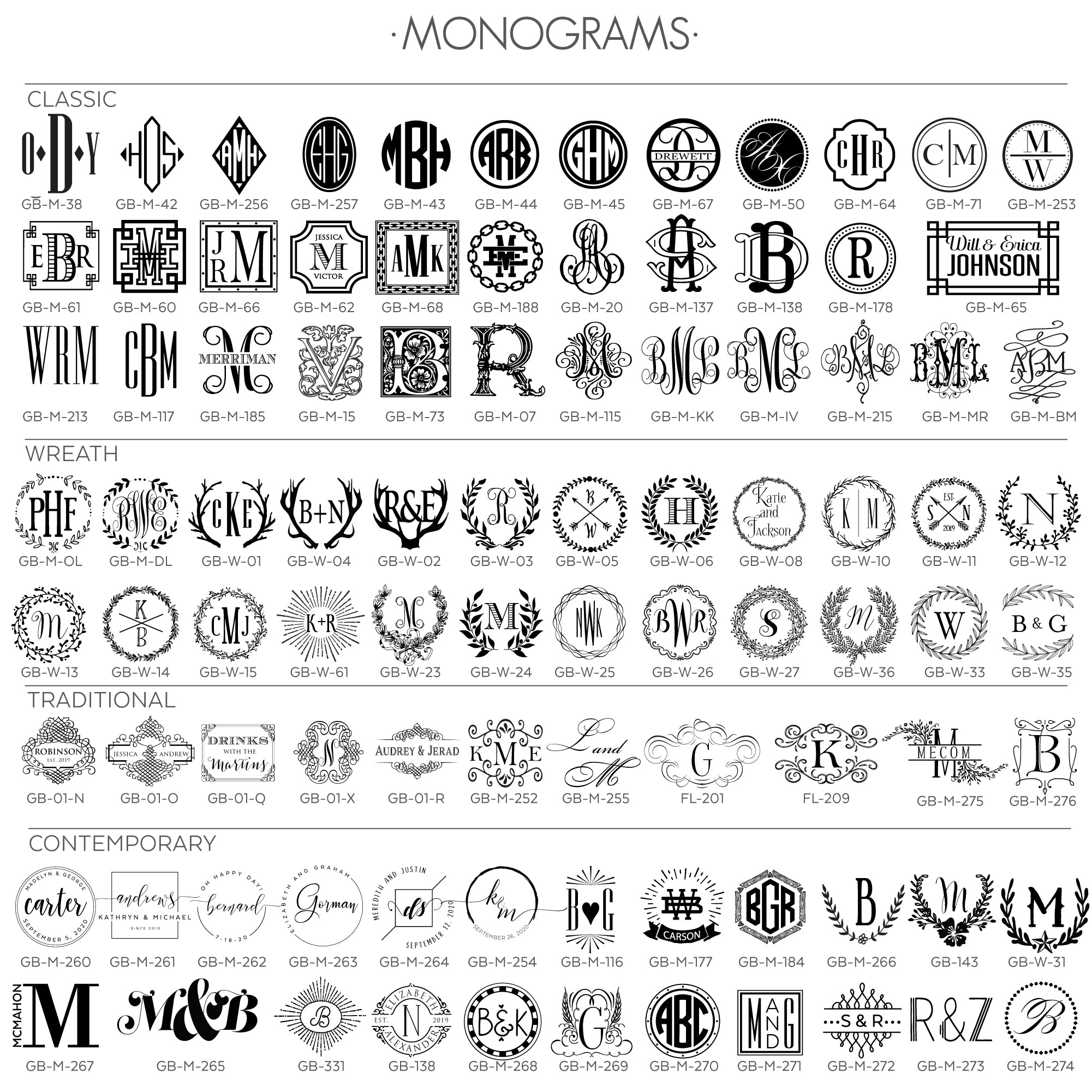 MONOGRAM OPTIONS