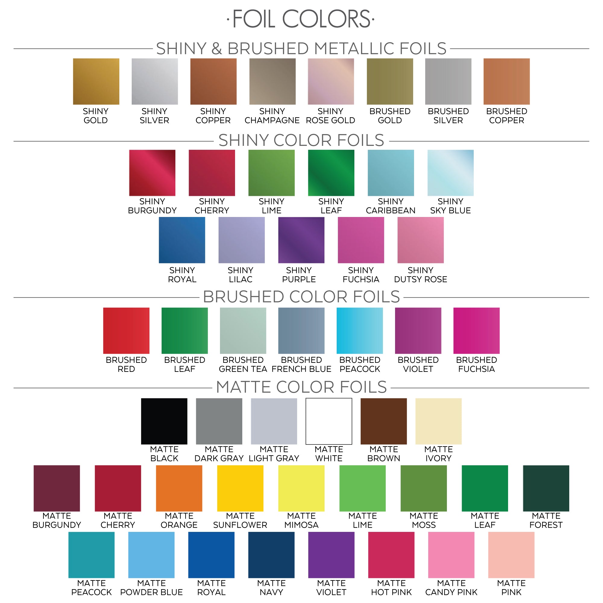 xx foil colors