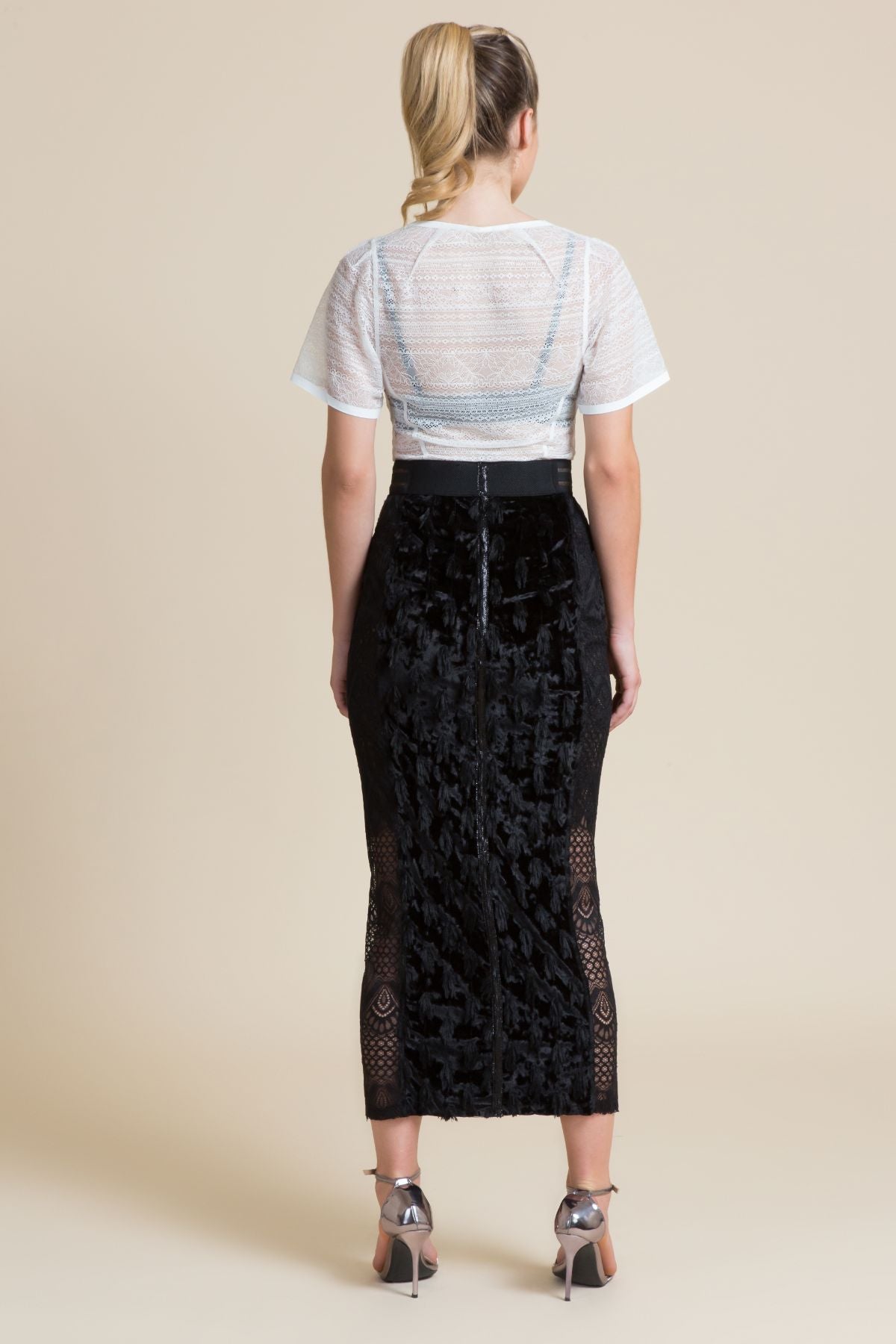 Mascara Spotted Velvet Hobble Skirt (3521344602187)