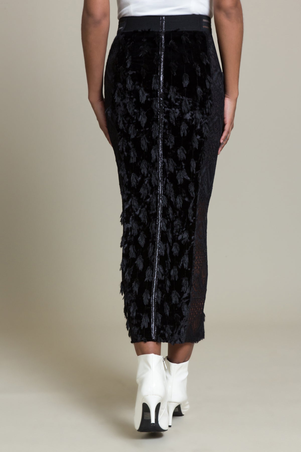 Mascara Spotted Velvet Hobble Skirt (3521344602187)