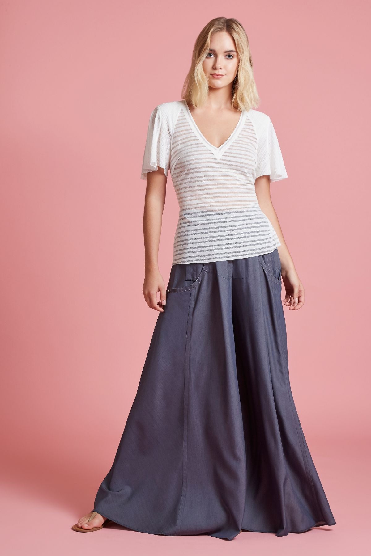 Sheer Stripe Short Sleeve Tee (4185333891147)