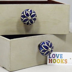 Dark Blue Petal Drawer Knob