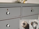 Upcycled Grey Chest of Drawers with Glass Drawer Handles