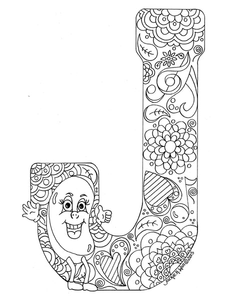 Letter J Colouring Page – Jackie Wall Studio