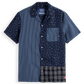 Short Sleeve Indigo Patchwork Beach Shirt