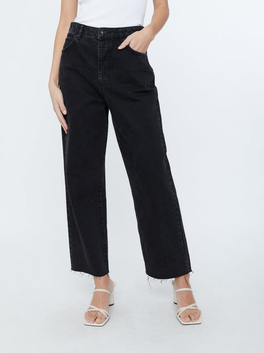 Premium Dresden Ultra Highrise Wide Leg - Distressed Black