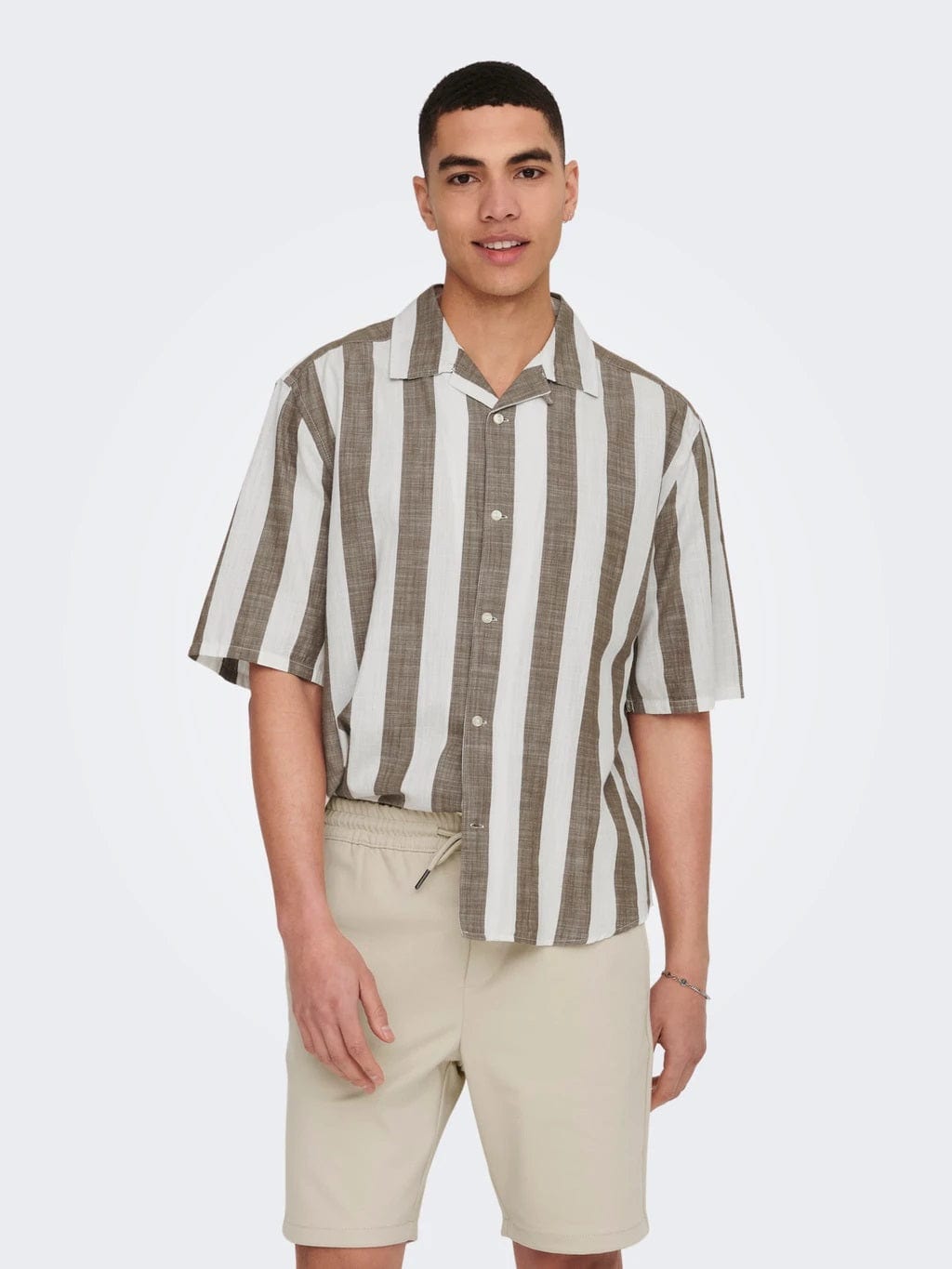 Tes Relax Cotton Slub Stripe Shortsleeve Shirt