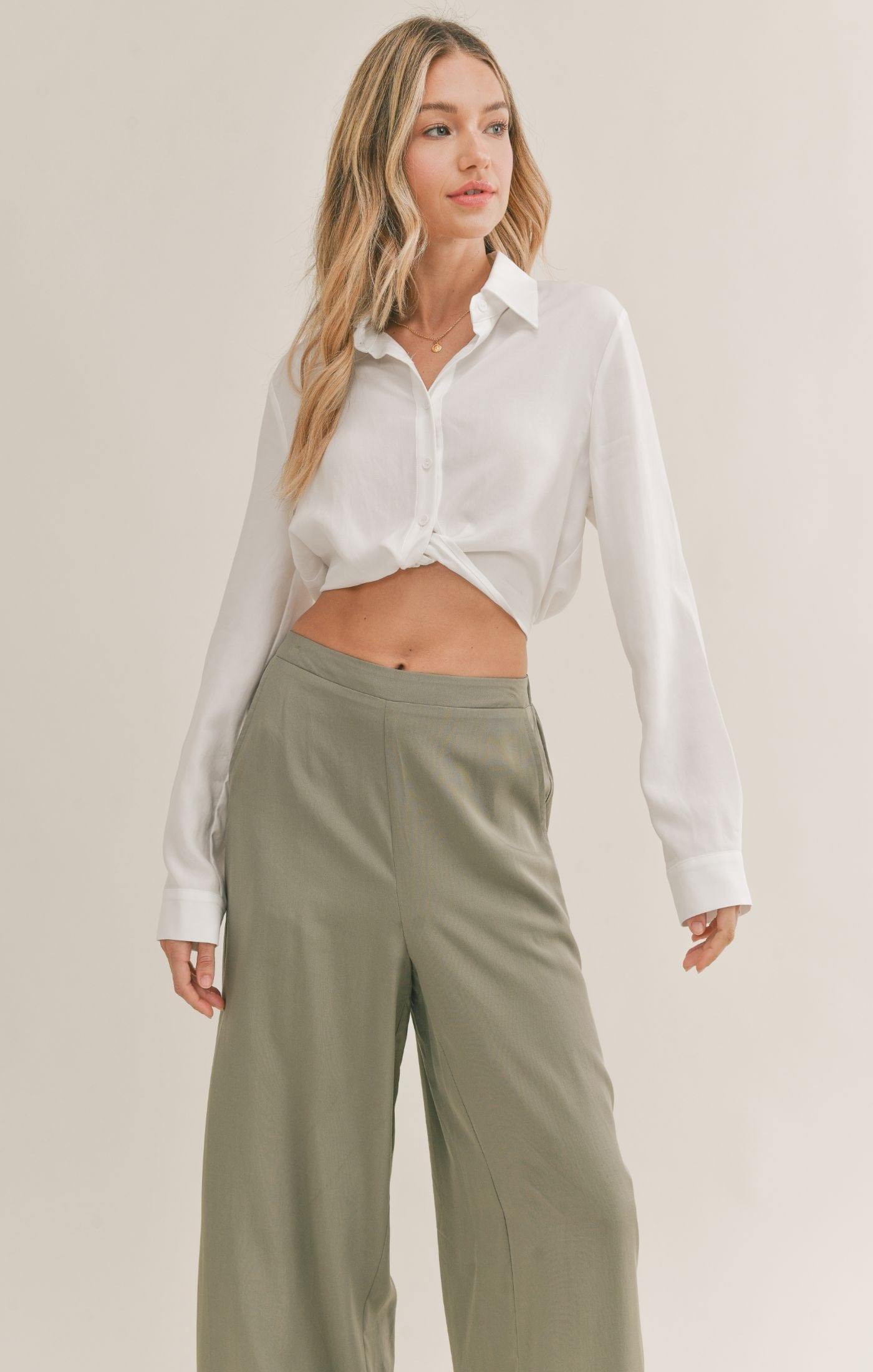 Elisha Button Down Crop Top