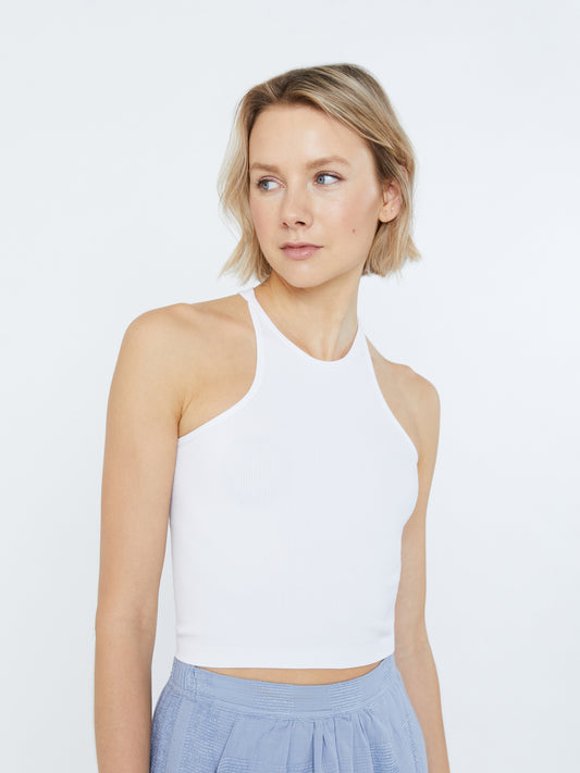 Rib Nylon Linden Halter Racer Tank