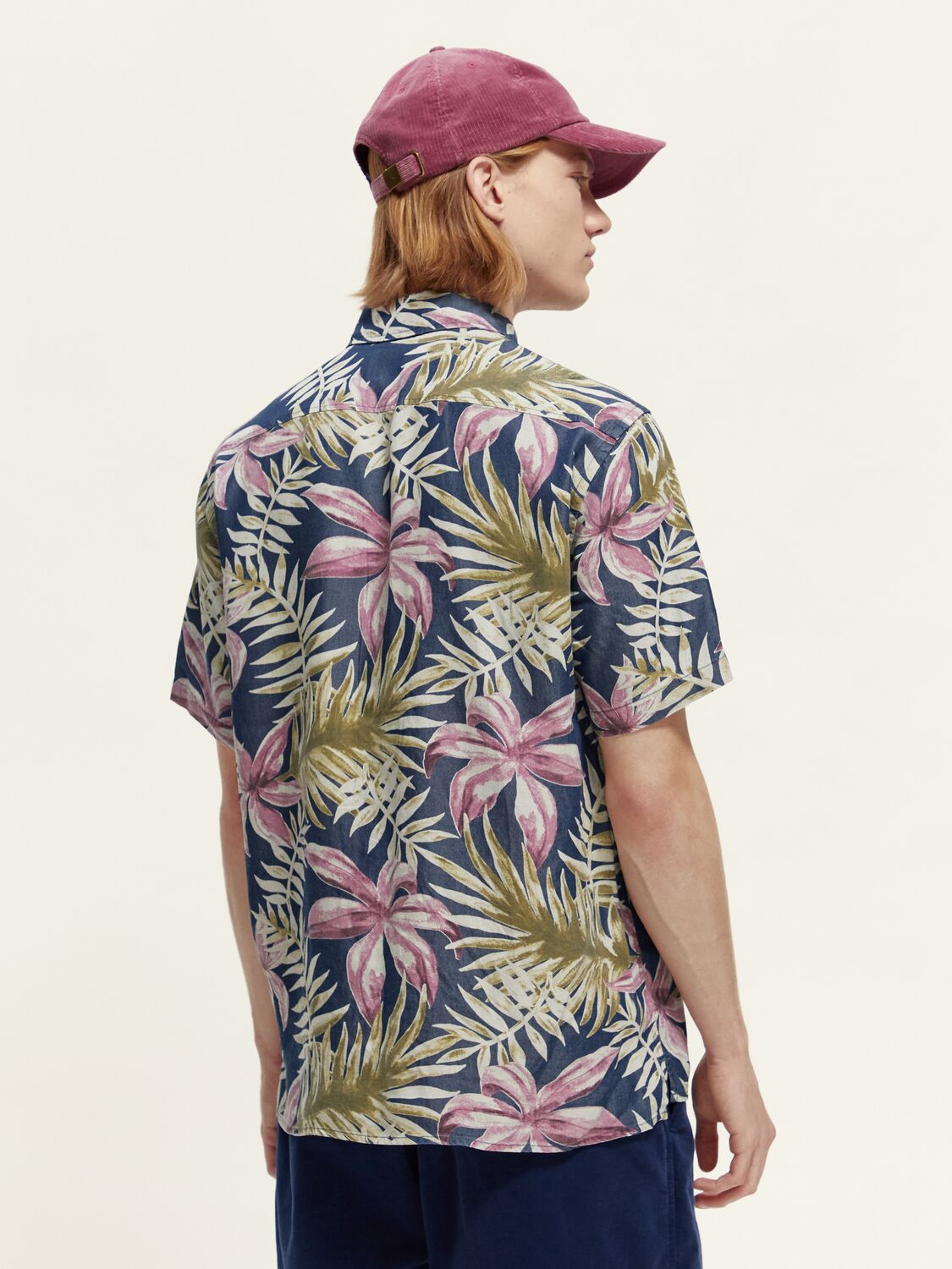 Printed Indigo Short Sleeve Hawaii Shirt