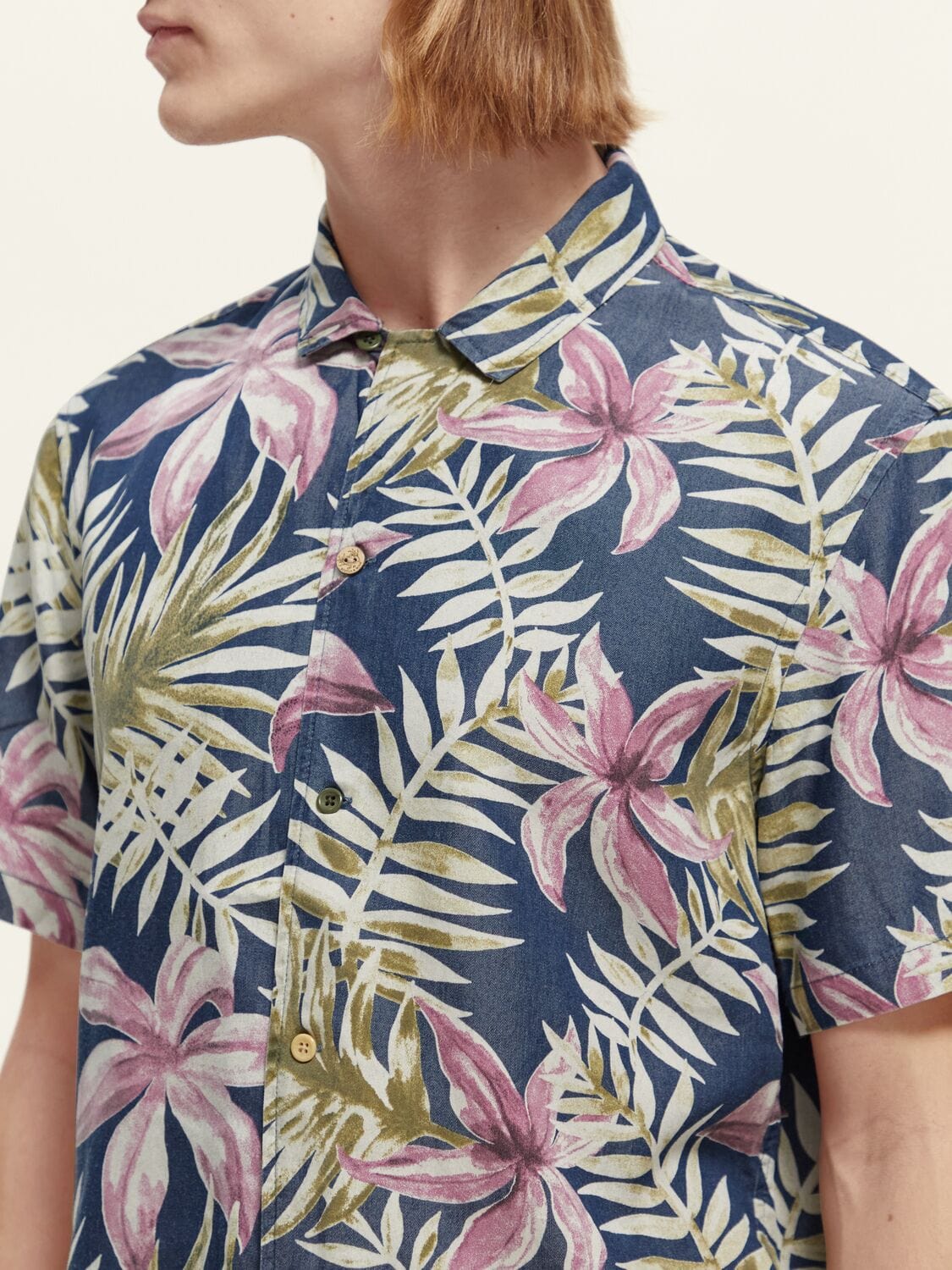 Printed Indigo Short Sleeve Hawaii Shirt