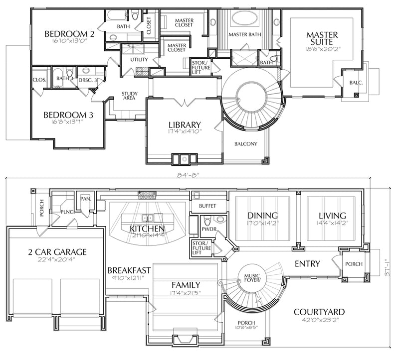 Best 2 Story House Plans Two Story Home Blueprint Layout