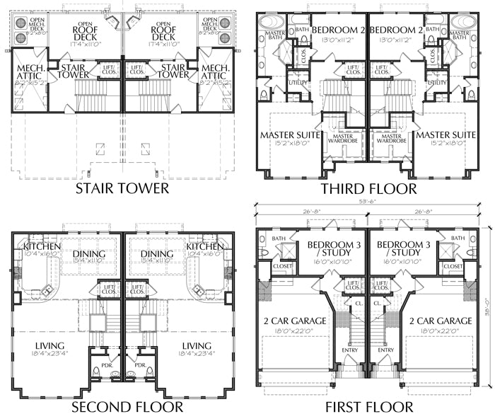 Townhomes Townhouse Floor Plans Urban Row House Plan Designers