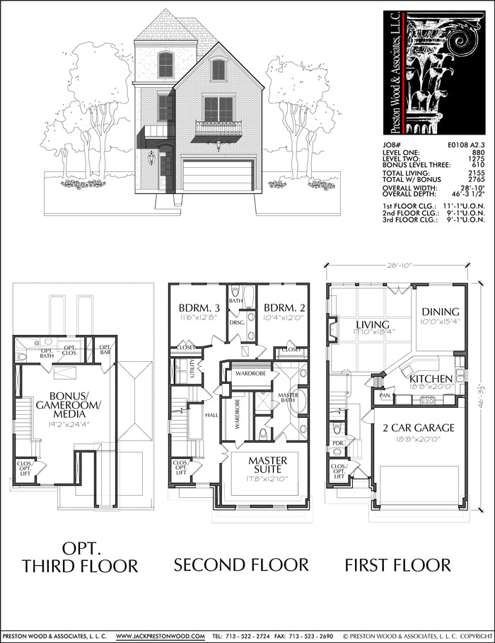 Floor Plans For Townhouses Luxury Town Home Blueprints Designers