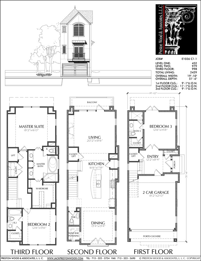 Townhomes Townhouse Floor Plans Urban Row House Plan Designers Preston Wood And Associates 1387