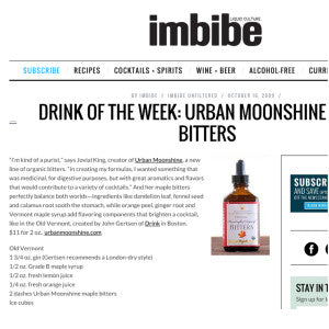 Imbibe - Drink of the Week: Urban Moonshine Bitters