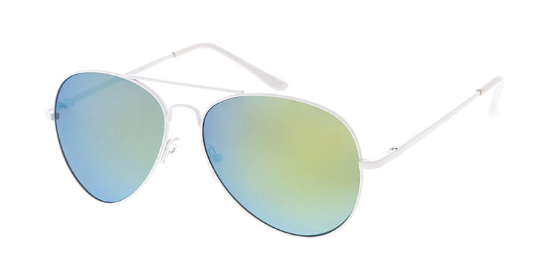 3481WHT/RV Unisex Metal Aviator w/ Color Mirror L – Sunny Sunglasses