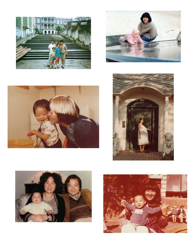 collage of Helen Lo with first son
