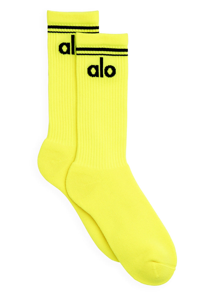 Alo Yoga Women's Throwback Sock - Highlighter/Black. 2