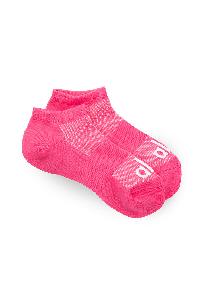 Alo Yoga Women's Everyday Sock - Hot Pink/White. 2