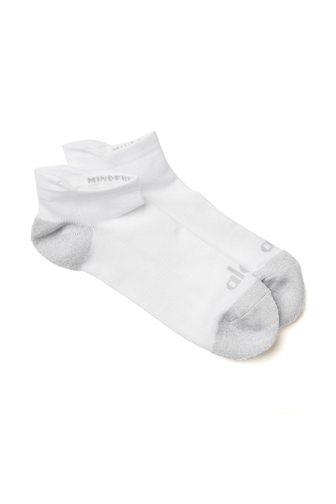 Alo Yoga Men's Performance Tab Sock - White/Dove Grey. 1