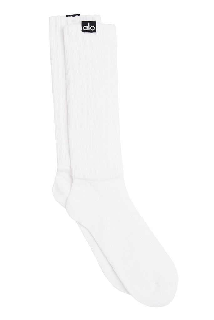 Alo Yoga Women's Scrunch Sock - White. 2