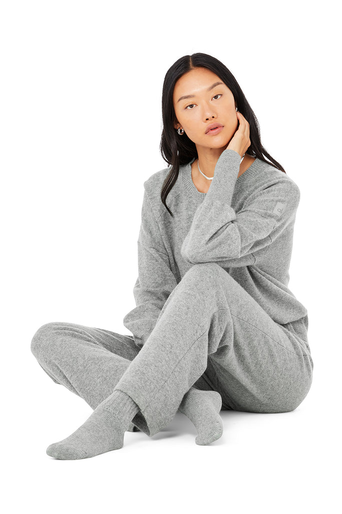 Alo Yoga Women's Cashmere Jet Set Sock - Dove Grey Heather. 3