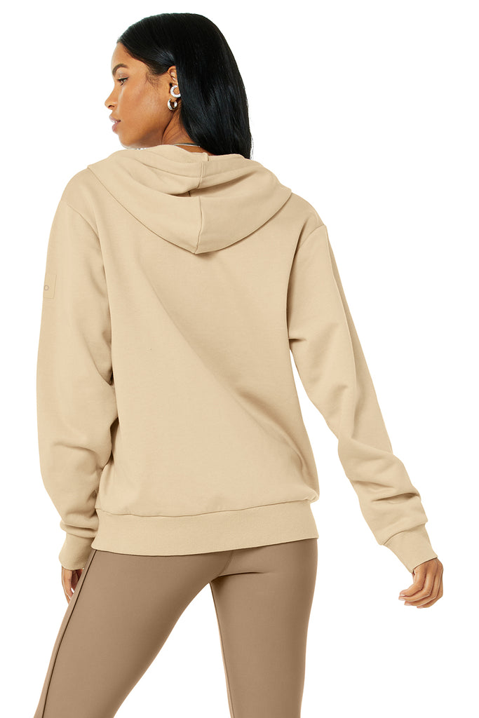 Alo Yoga Everyday Full Zip Hoodie - Sand Dune. 4