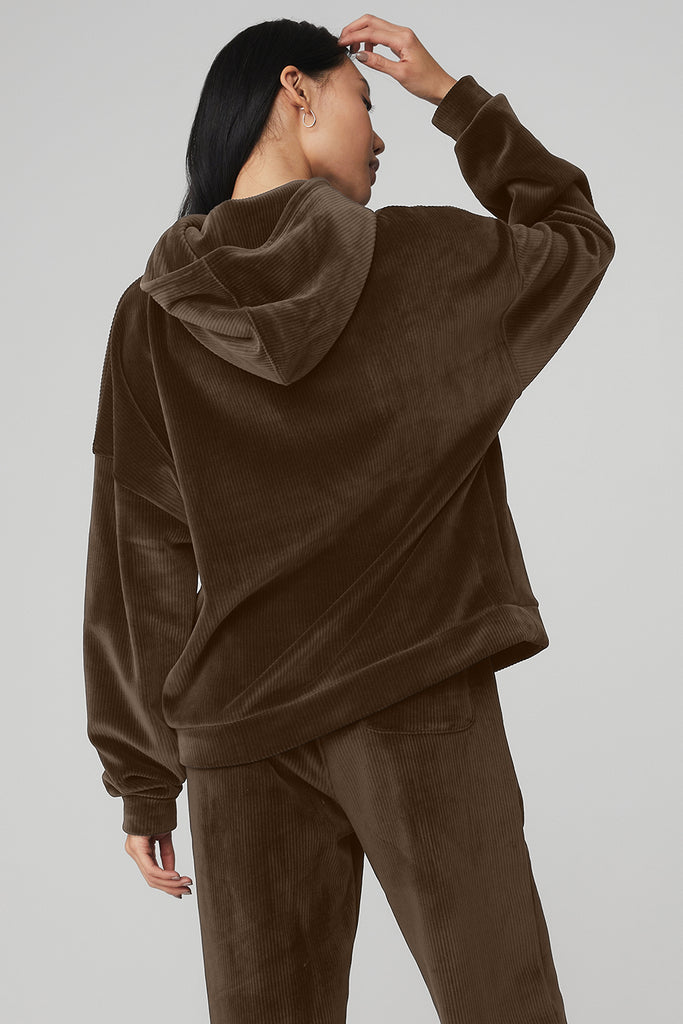 Alo Yoga Velour Baller Hoodie - Espresso. 4