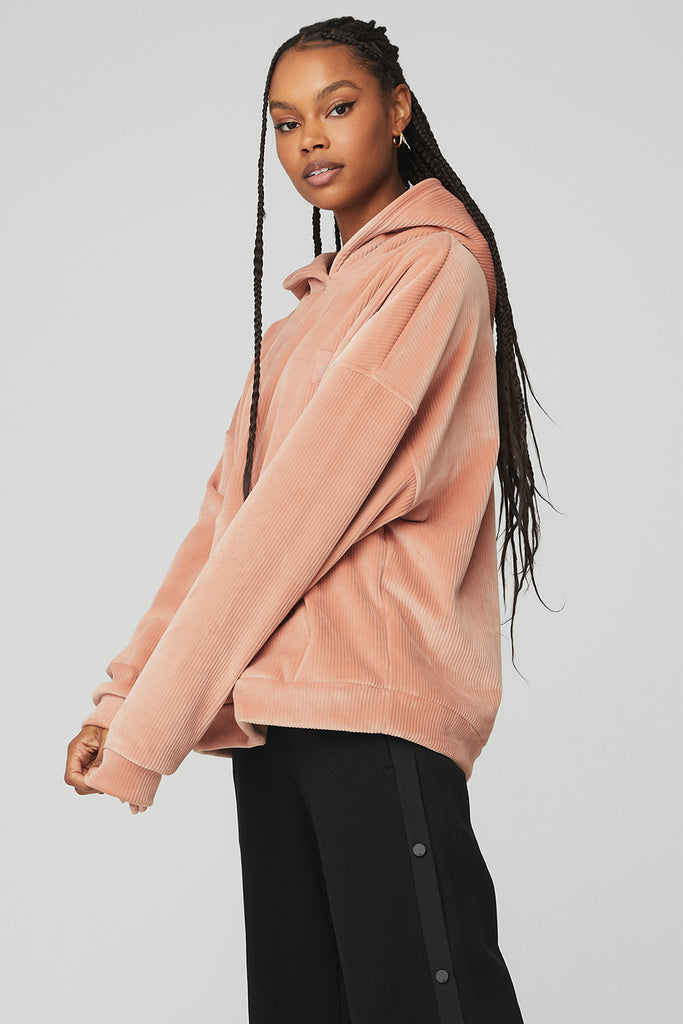 Alo Yoga Velour Baller Hoodie - Soft Clay. 1