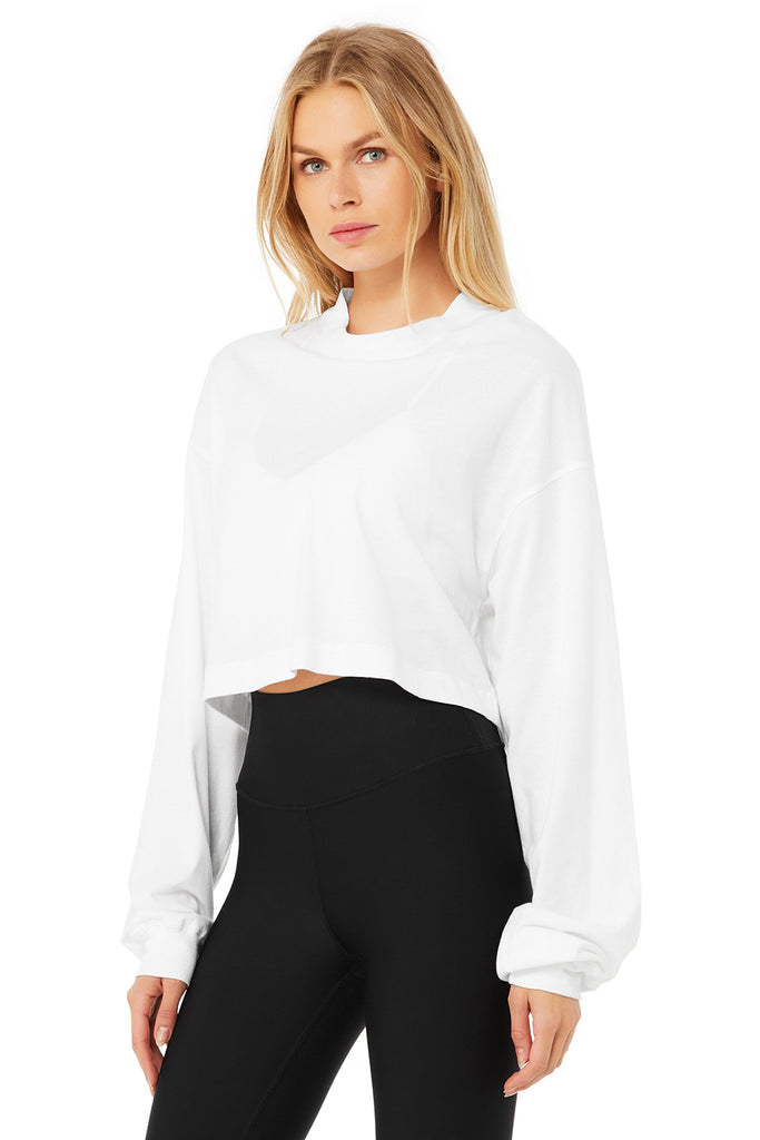 Alo Yoga It Girl Crop Long Sleeve - White. 1