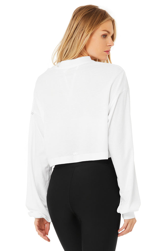 Alo Yoga It Girl Crop Long Sleeve - White. 4