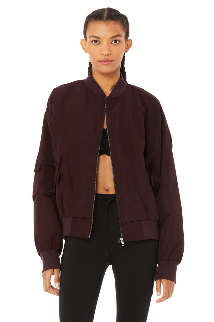 Alo Yoga It Girl Bomber - Oxblood. 1