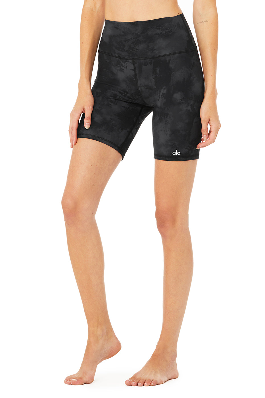 black and white tie dye biker shorts