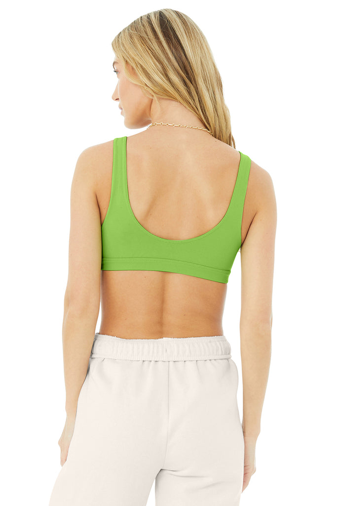 Alo Yoga - Ambient Logo Bra - Green Apple/White
